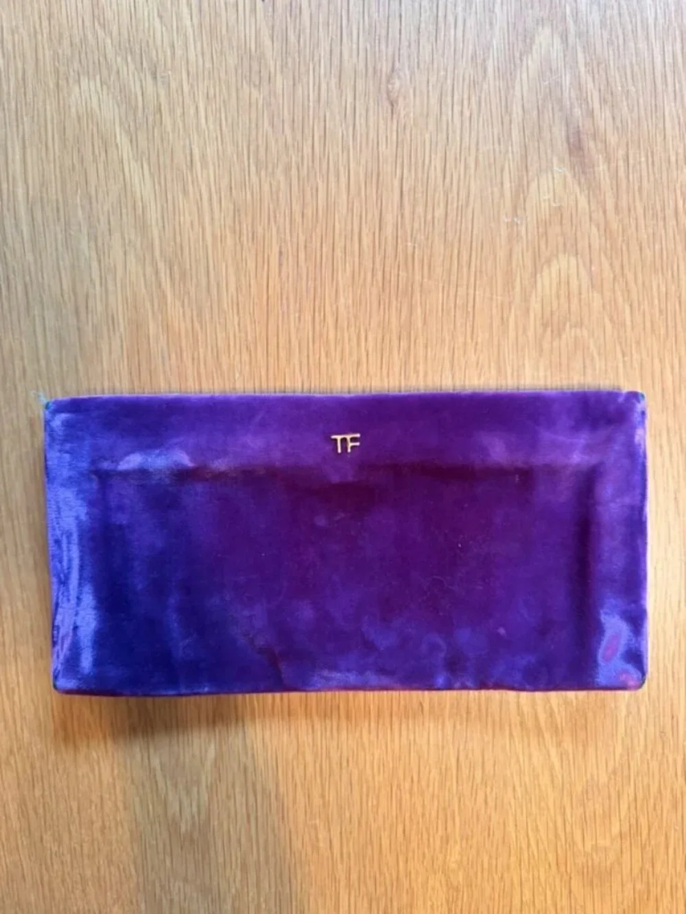 Tom Ford Purple Velvet Evening Clutch Gold Hardware With Box